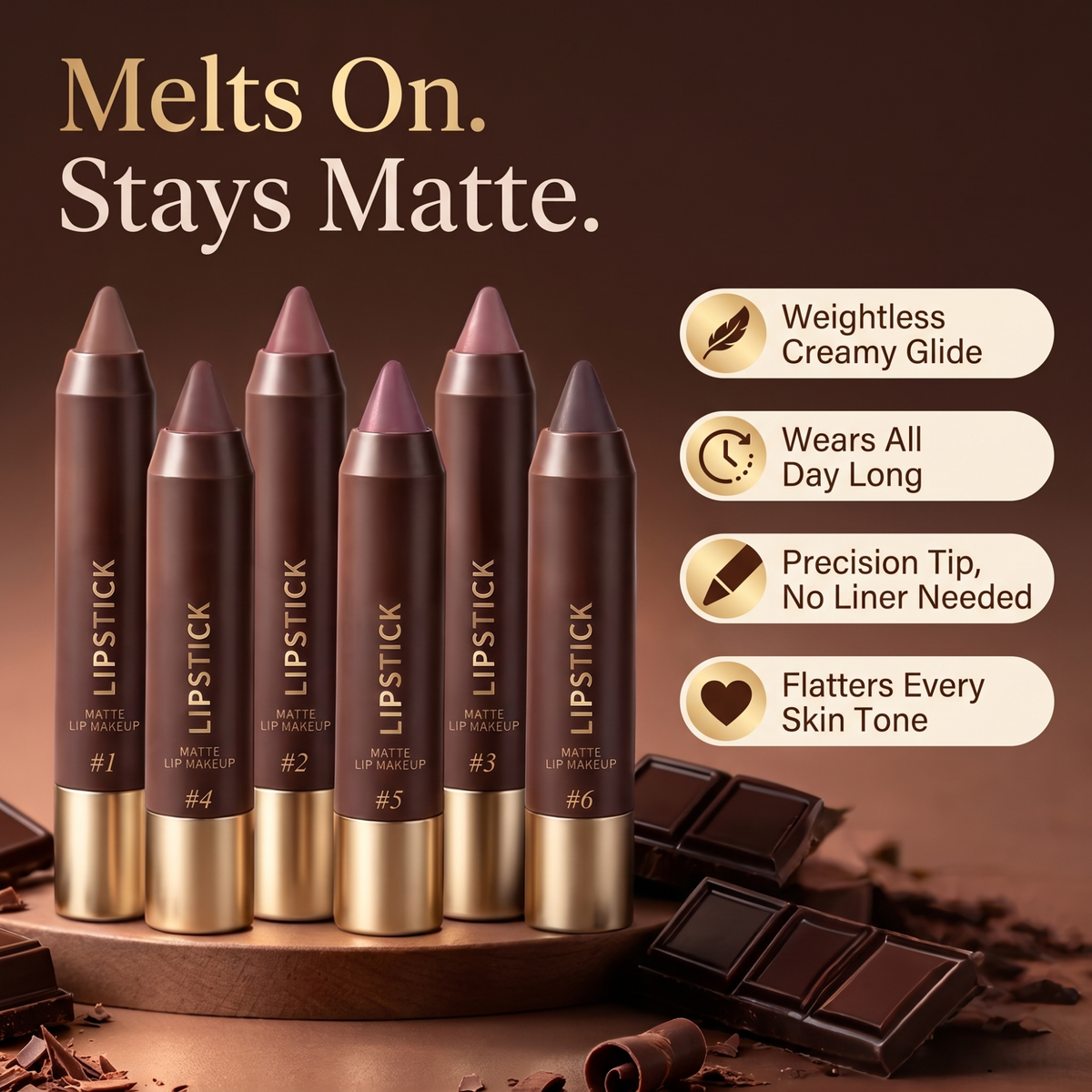 2-in-1 Matte Brown Nude Liner & Lipstick