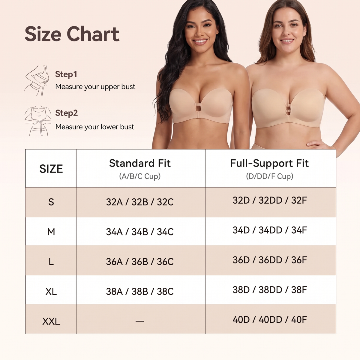 Front-Closure Strapless Push-Up Bra