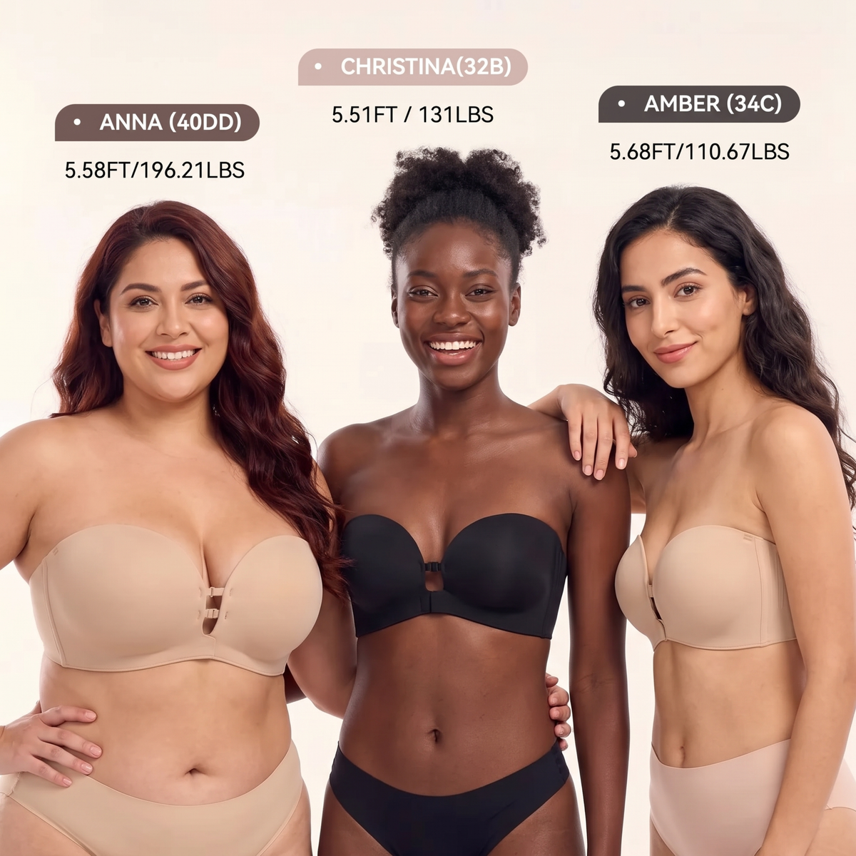 Front-Closure Strapless Push-Up Bra